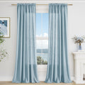 Guken Light Blue Linen Curtains 96 in 2-Panel Set - Airy Semi Sheer