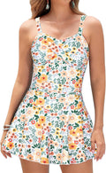 SHEKINI Women's Crossover Ruched Skirt One Piece Swimdress One-Piece