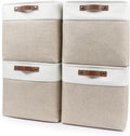 13x13 Cube Storage Bins Collapsible Fabric Boxes 4-Pack - Neutral