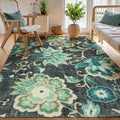 Floral Area Rug for Living Room 4 x 6 - Washable Blue Paisley