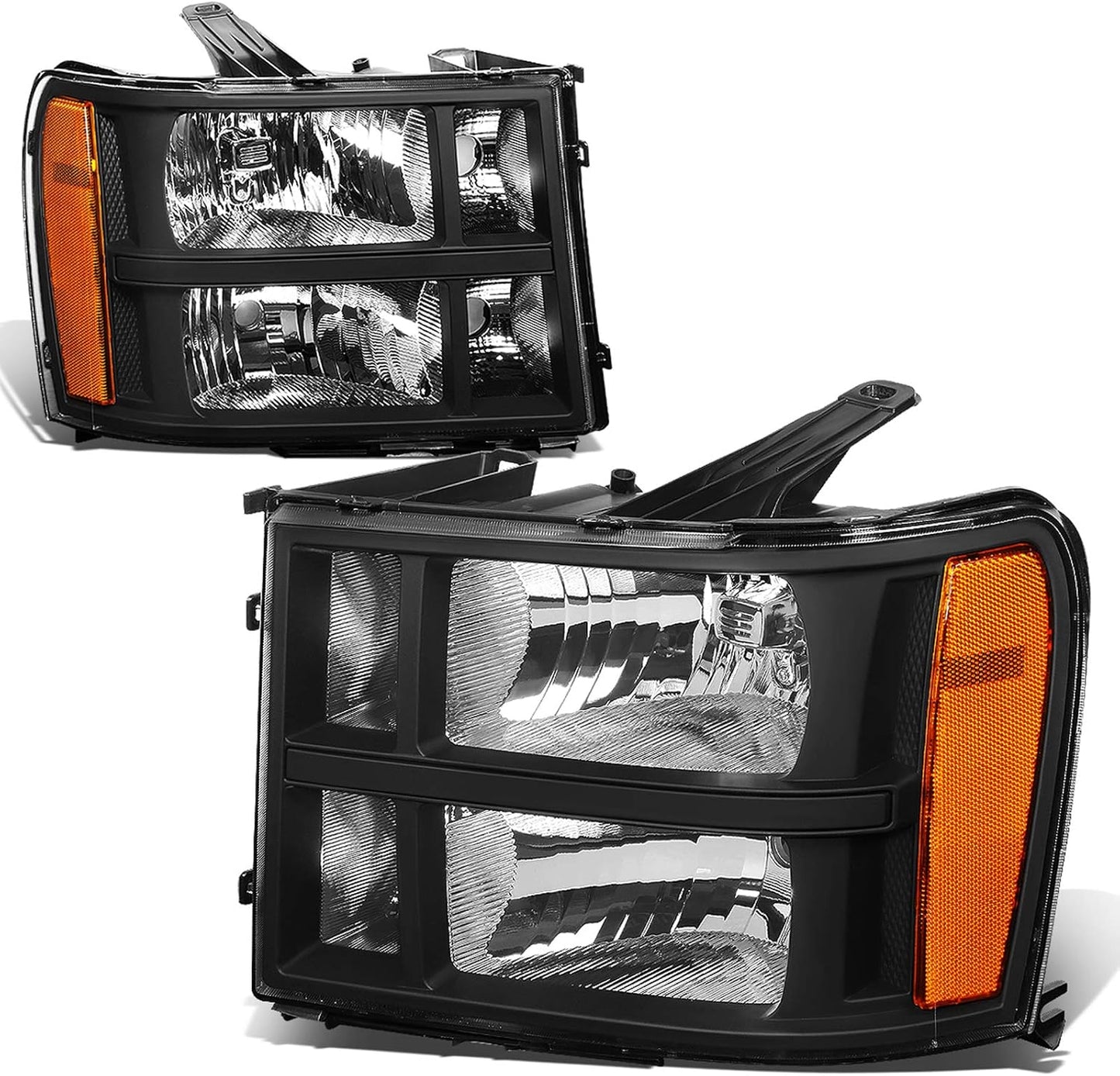OE Style Headlights for 07-13 GMC Sierra 1500 - Black/Amber