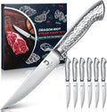 DRAGON RIOT Steak Knives Set of 6 Serrated Edge - Full Metal Set