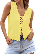 Womens Tie Front Tops Trendy Summer V Neck Sleeveless Sweater Vest
