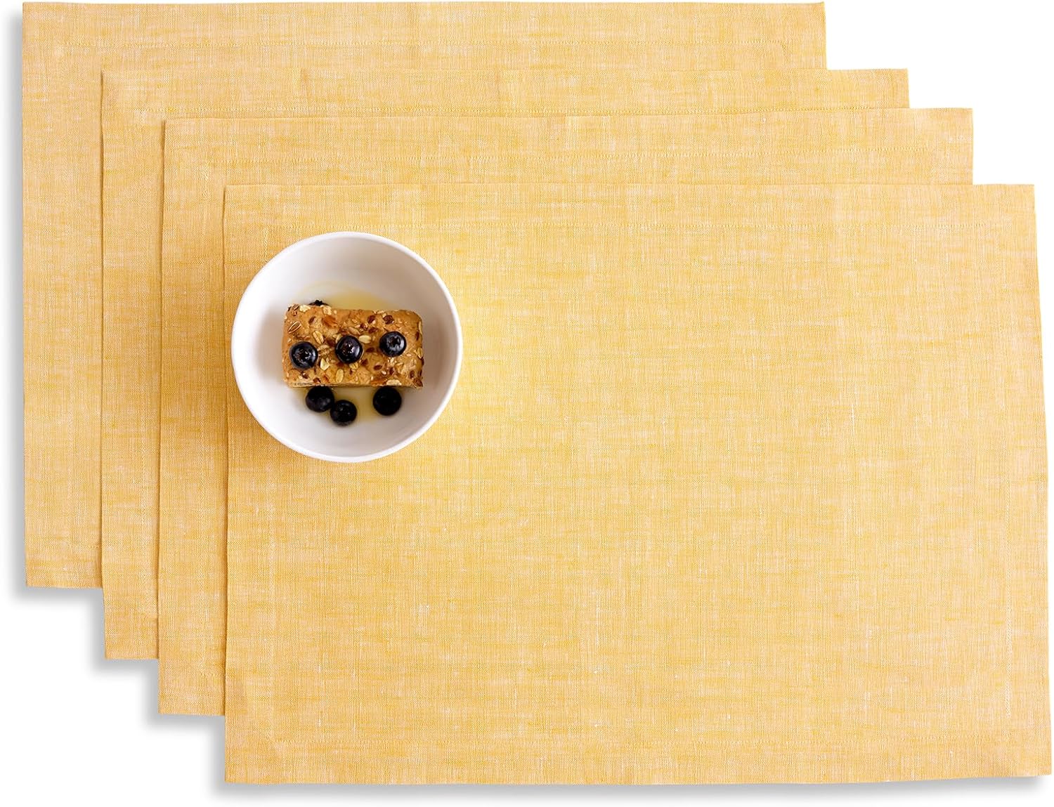 Solino Home Linen Placemats Set of 4 - Mustard Yellow Cloth