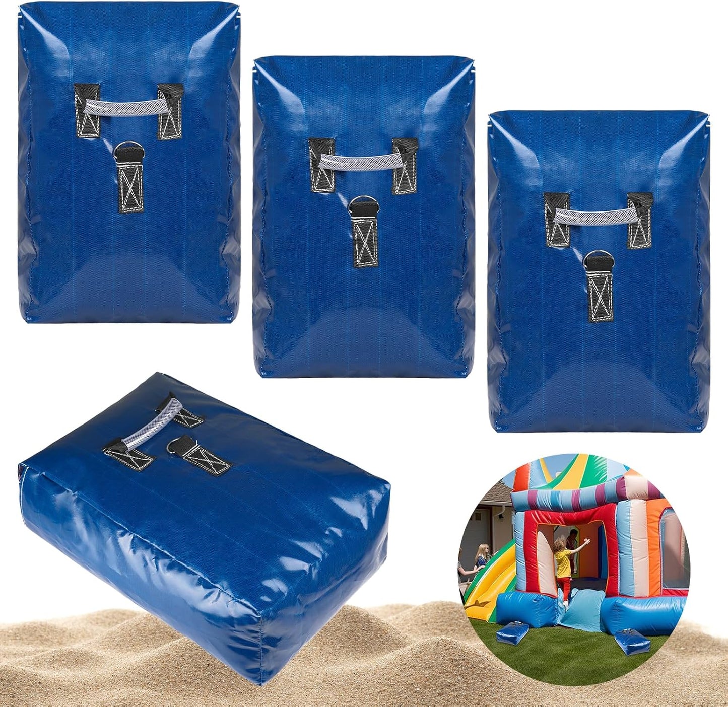 Esmorah 4pcs Vinyl Sandbags with Handle for Bounce Houses