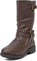 DREAM PAIRS Girls Buckle Zipper Knee High Winter Boots - Cozy Shoes