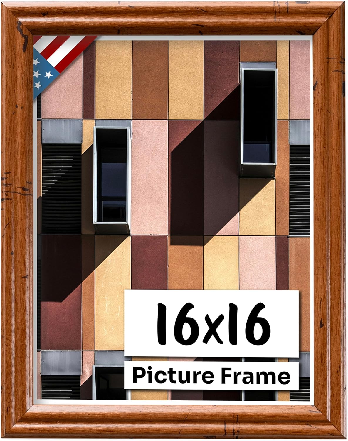 Distressed Oak 16x16 Picture Frame - Handmade Solid Wood Frame