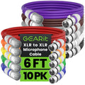 GEARit XLR Microphone Cable 6 ft 10 Pack - Color Coded Patch Cables
