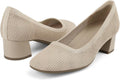 Low Chunky Heels Dress Shoes for Women Knit Block Pumps - Comfortable