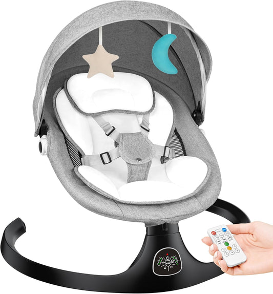 Portable Electric Baby Swing: 5 Speeds, 10 Lullabies, Remote Control