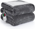 Heated Electric Blanket Queen Size - Soft Sherpa Flannel Warmer