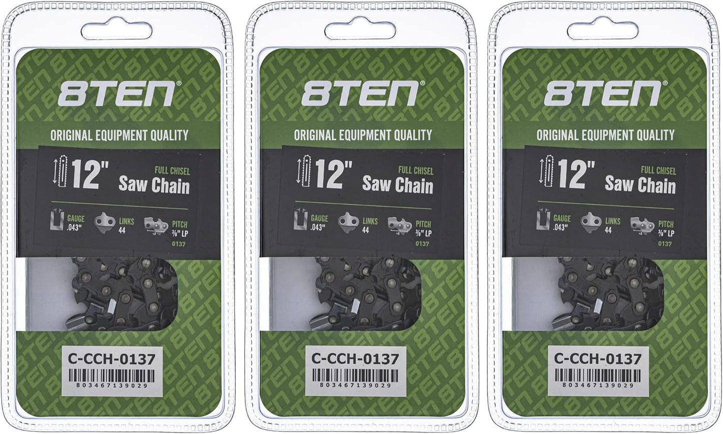 8TEN Full Chisel Chainsaw Chain 12 Inch for Stihl and Echo