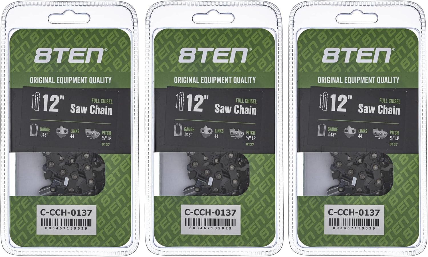 8TEN Full Chisel Chainsaw Chain 12 Inch for Stihl and Echo