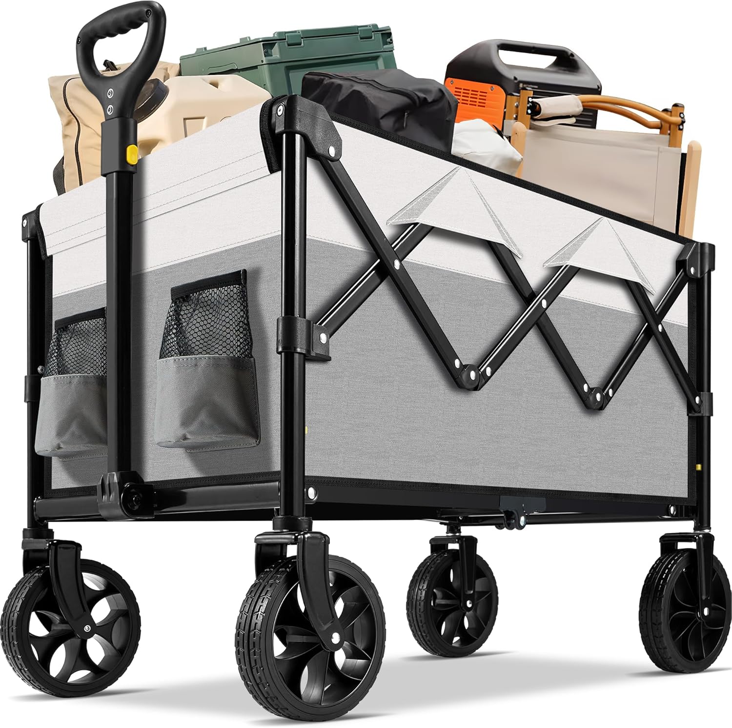 Portable Heavy Duty Folding Wagon - All Terrain Wheels for Easy Transport