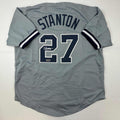 Facsimile Autographed Giancarlo Stanton New York Grey Reprint Laser