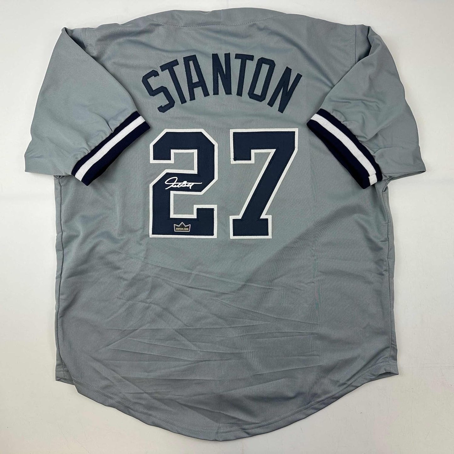 Facsimile Autographed Giancarlo Stanton Grey Jersey for Men XL