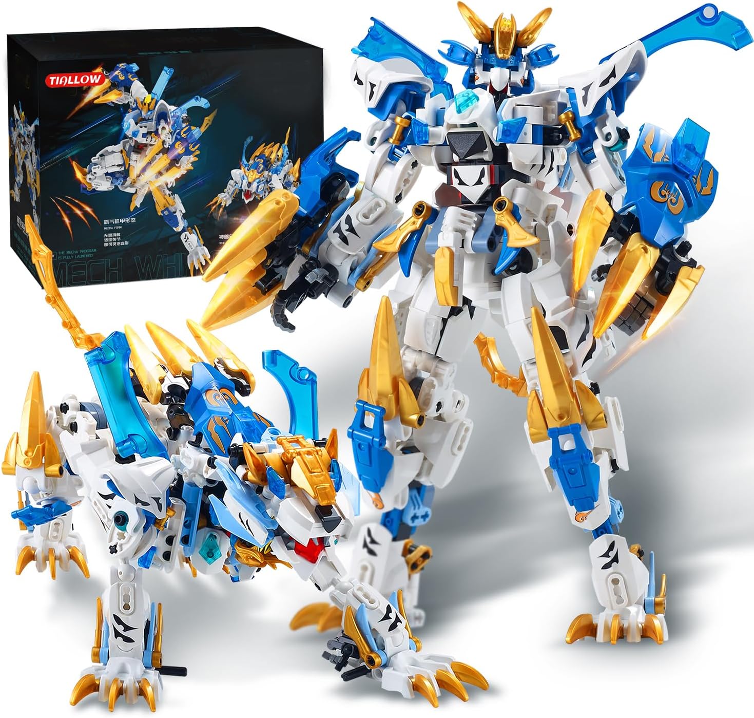 White Tiger 2 in 1 Mech Building Blocks Transforming Set