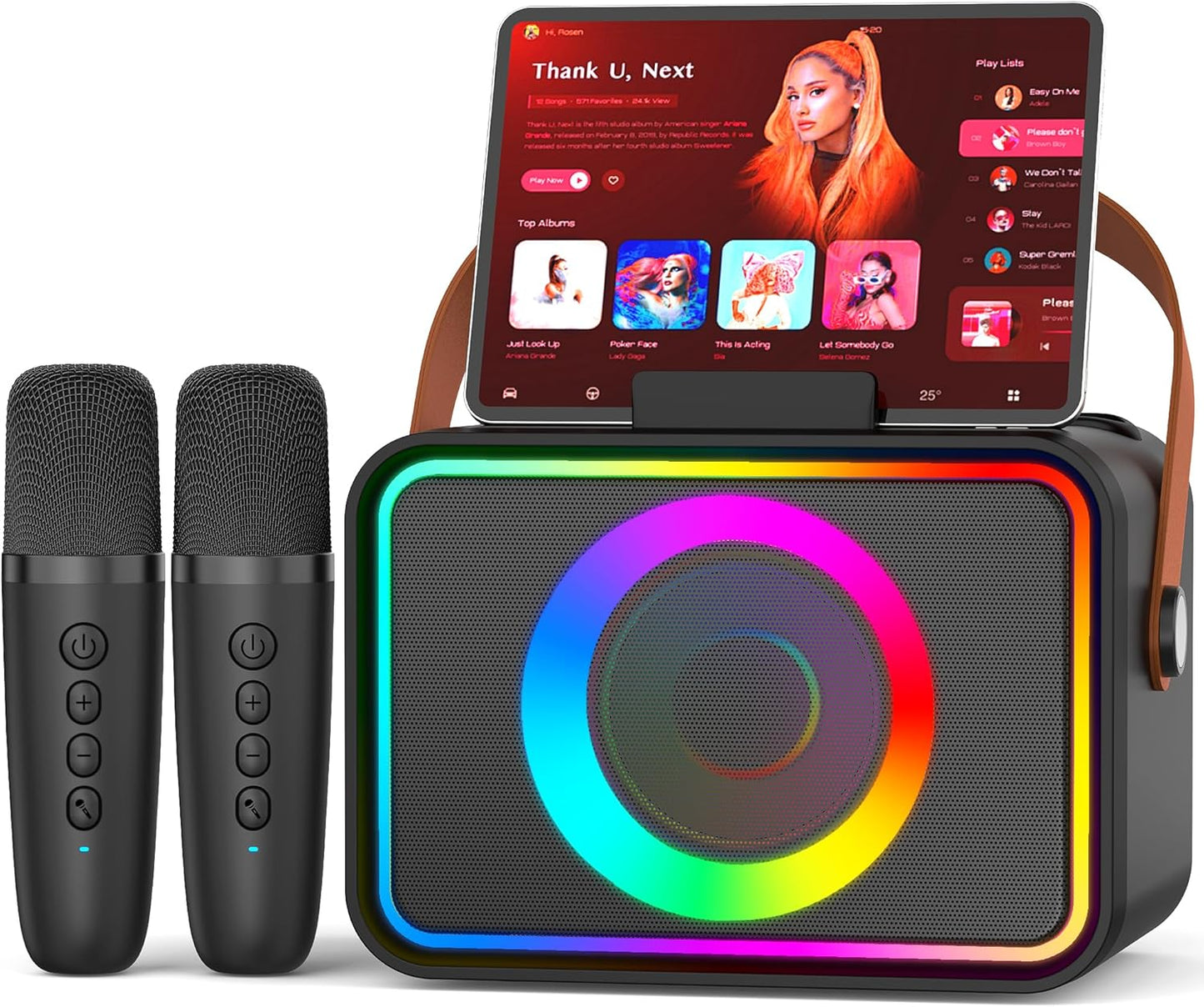 Portable Karaoke Machine with Bluetooth Speakers and Microphones