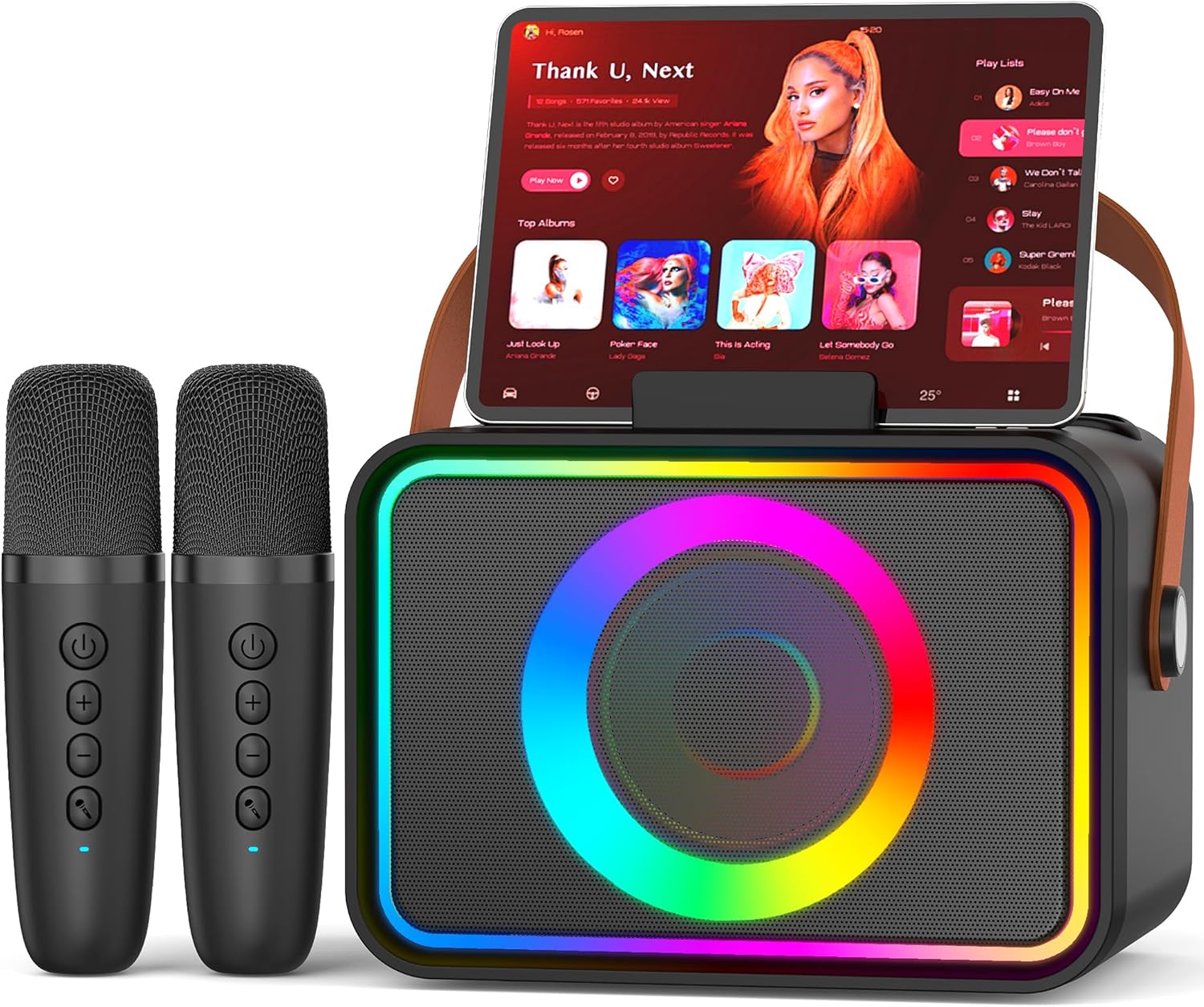 Portable Karaoke Machine with Bluetooth Speakers and Microphones