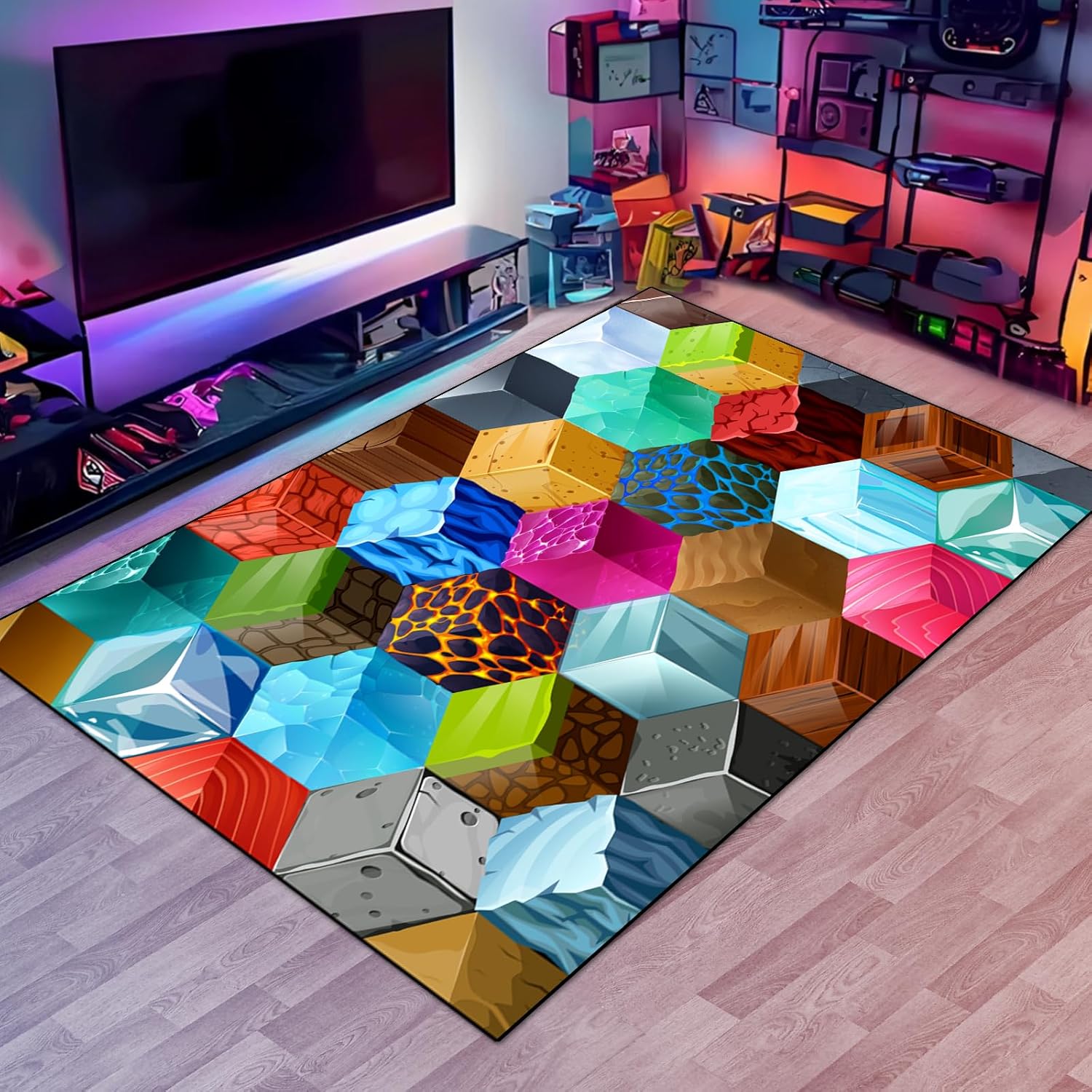 Ice Game Pixel Rug - Non-Slip Gaming Fun!