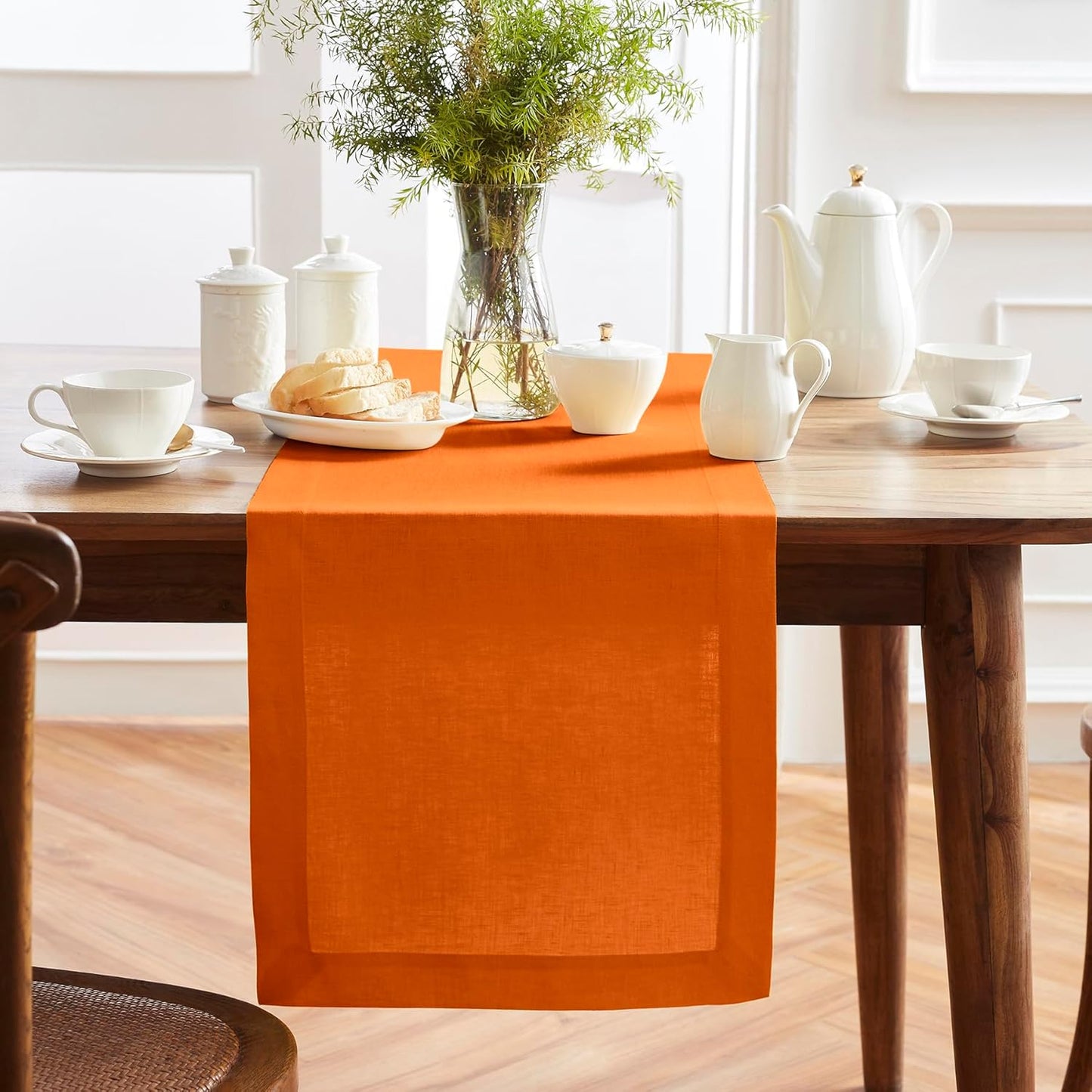 Pure Linen Pumpkin Table Runner for Fall and Holiday Decor