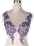 Luxury Look Shiny Rhinestone Pair Applique Patch - Beaded Rose Pair