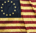 Vintage Style Tea Stained Betsy Ross Flag 3x5 ft - Embroidered Stars