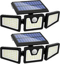 INCX Solar Outdoor Motion Sensor Lights, 3-Head Floodlight 2 Pack