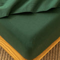 Queen Fitted Sheet Forest Green - 100% Washed Cotton Deep Pocket