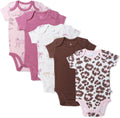 baby-girls 5-pack Short Sleeve Bodysuits - Organic Cotton Comfort GOTS