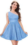 Graduation Dress Sparkly Sequin One Shoulder Mini Cocktail Dress