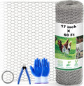 Chicken Wire Fencing Mesh 17 in x 60 ft - Flexible Galvanized Barrier