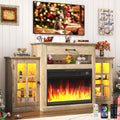 60 in Fireplace TV Stand with Mantel and 6000-Colors Lights - Electric