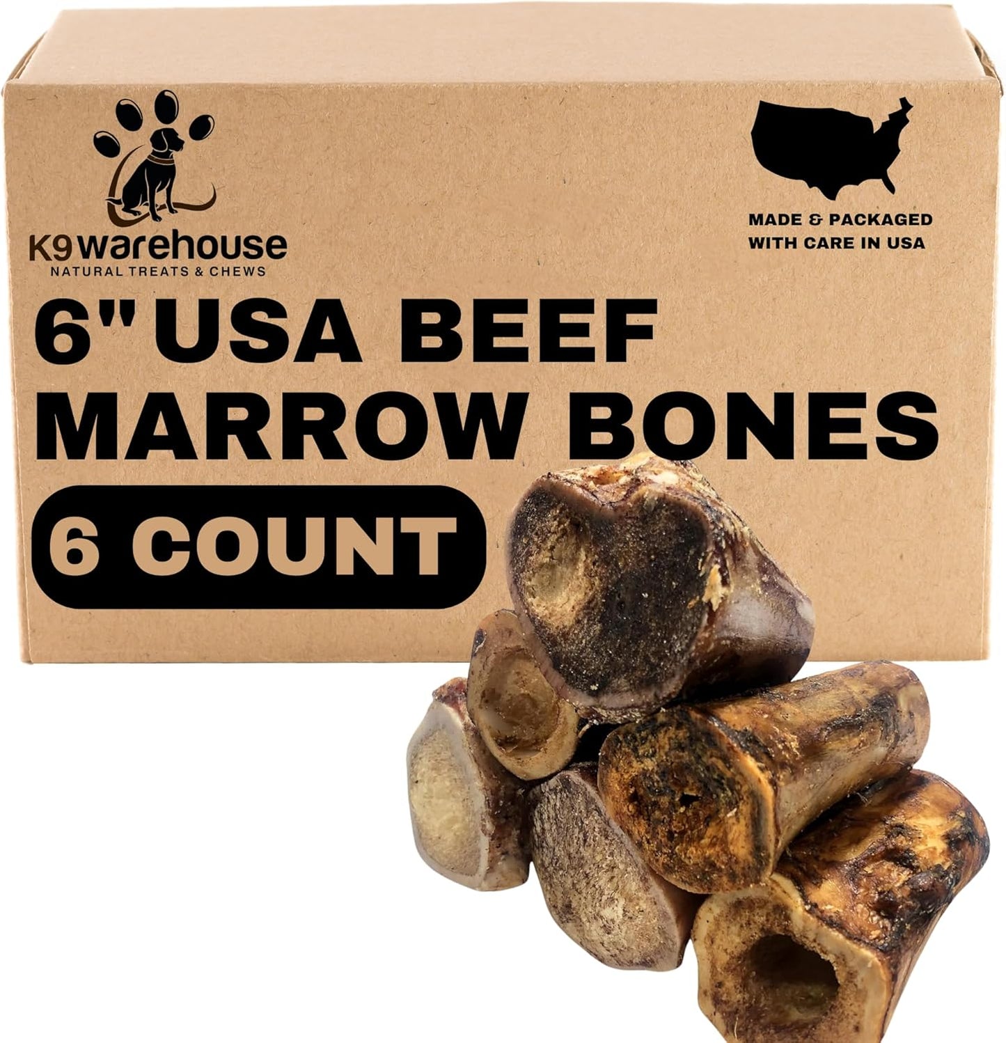 USA Marrow Bones for Dogs - All-Natural Beef Bone Treats