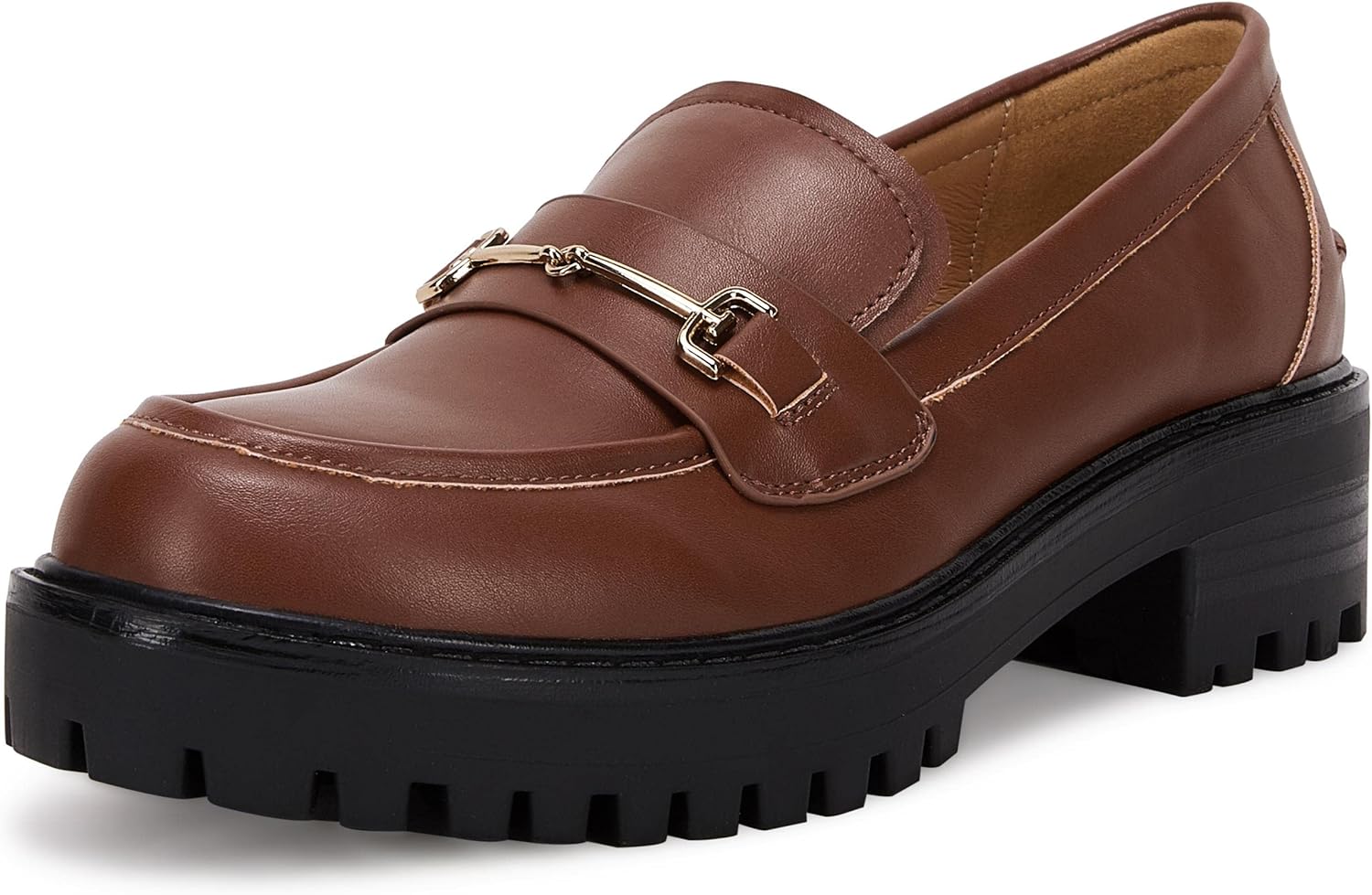 VETASTE Womens Chunky Heel Loafers with Platform and Chain