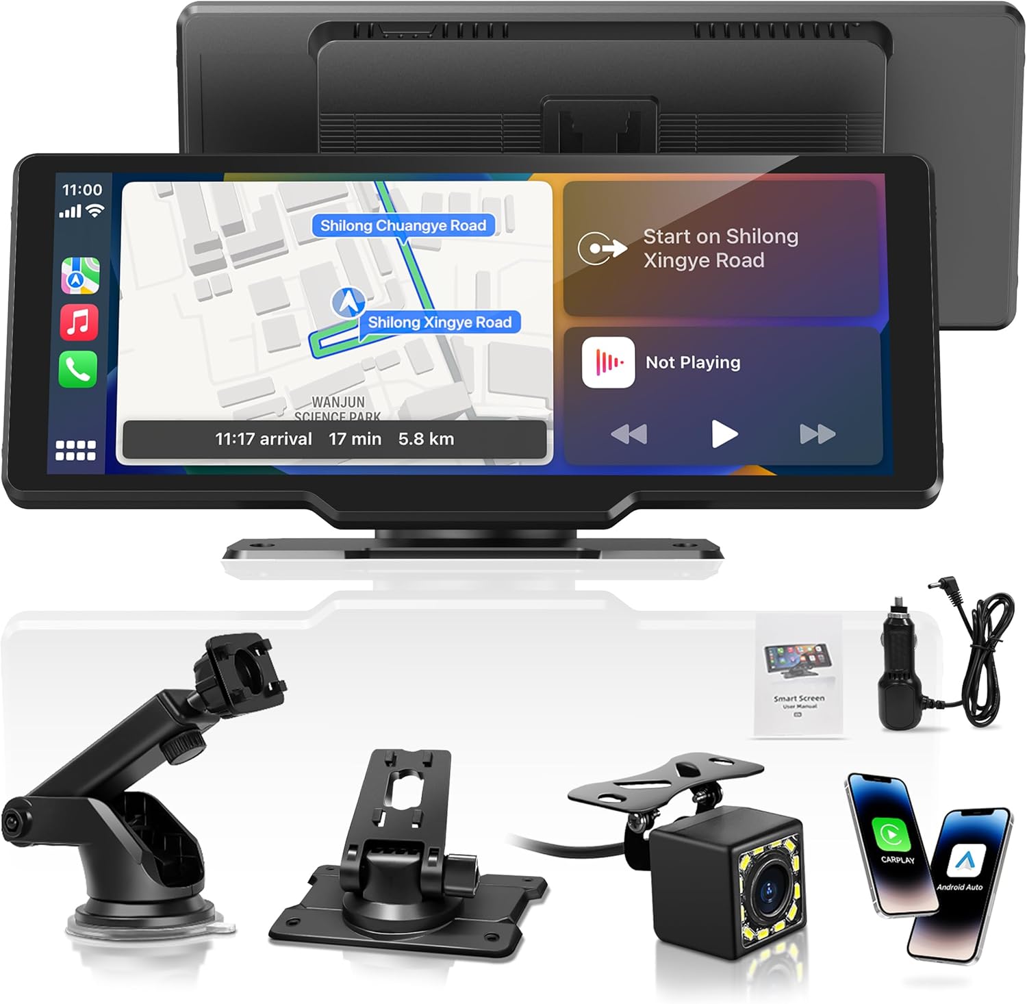 Portable Carplay Screen for Car with 1080P Backup Camera