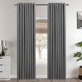 Mrs.Naturall Grey Grommet Linen Blackout Curtains 52x90 in - Full