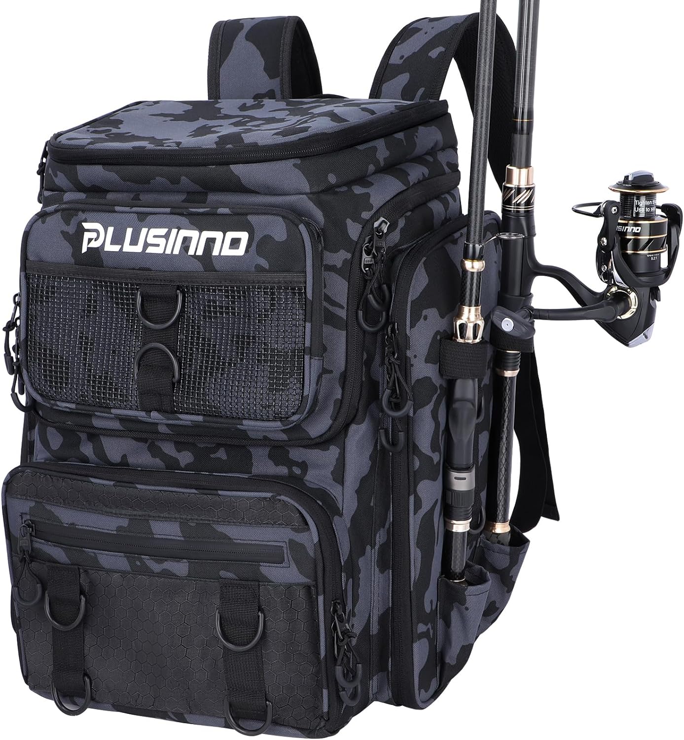 PLUSINNO 42L Fishing Backpack: Organize Gear Easily!