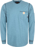 BOCOMAL FR Shirts for Men Lightweight Crew Long Sleeve - FR Work Shirt