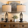 24 in Table Lamps Set of 2 - Industrial Touch Lamps with USB Ports