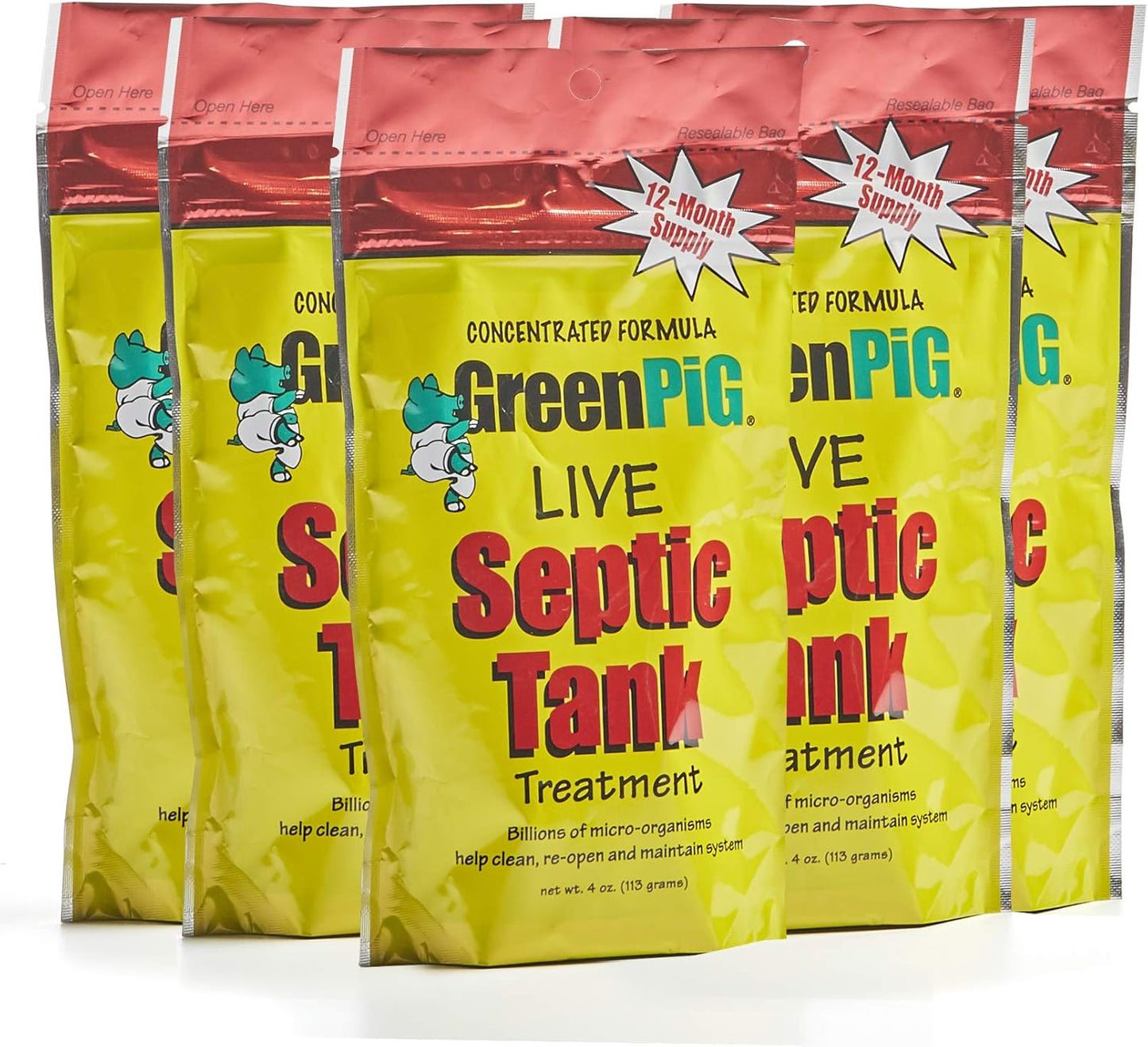 Green Pig 56 Live Septic Tank Treatment Pods for Clogs & Odors