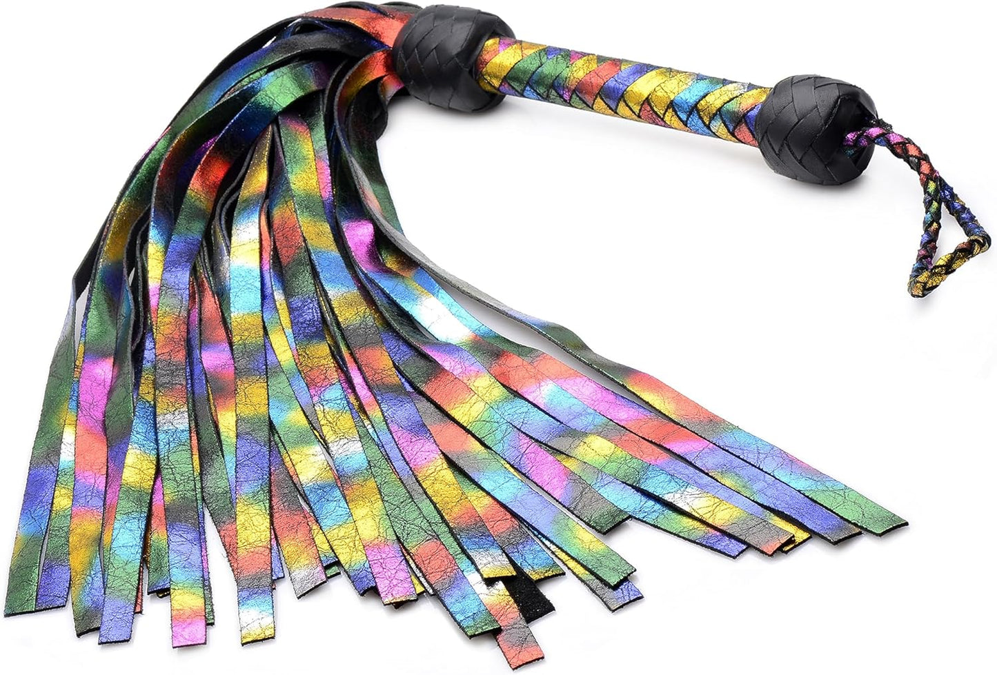 Rainbow Leather Flogger with Soft Lambskin for Sensational Play