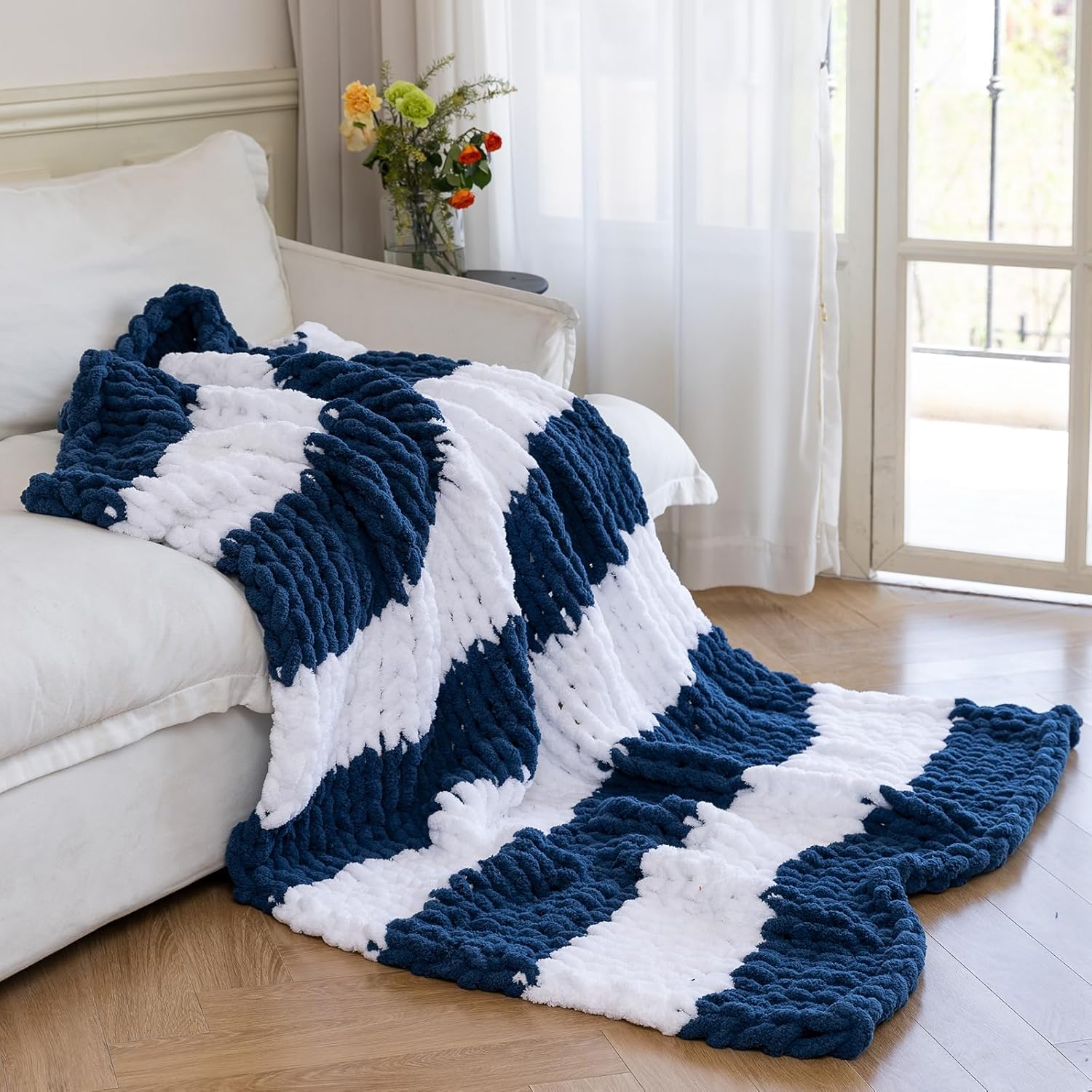 Chunky Knit Blanket - Luxury Soft Cozy 50x60 Throw Blanket