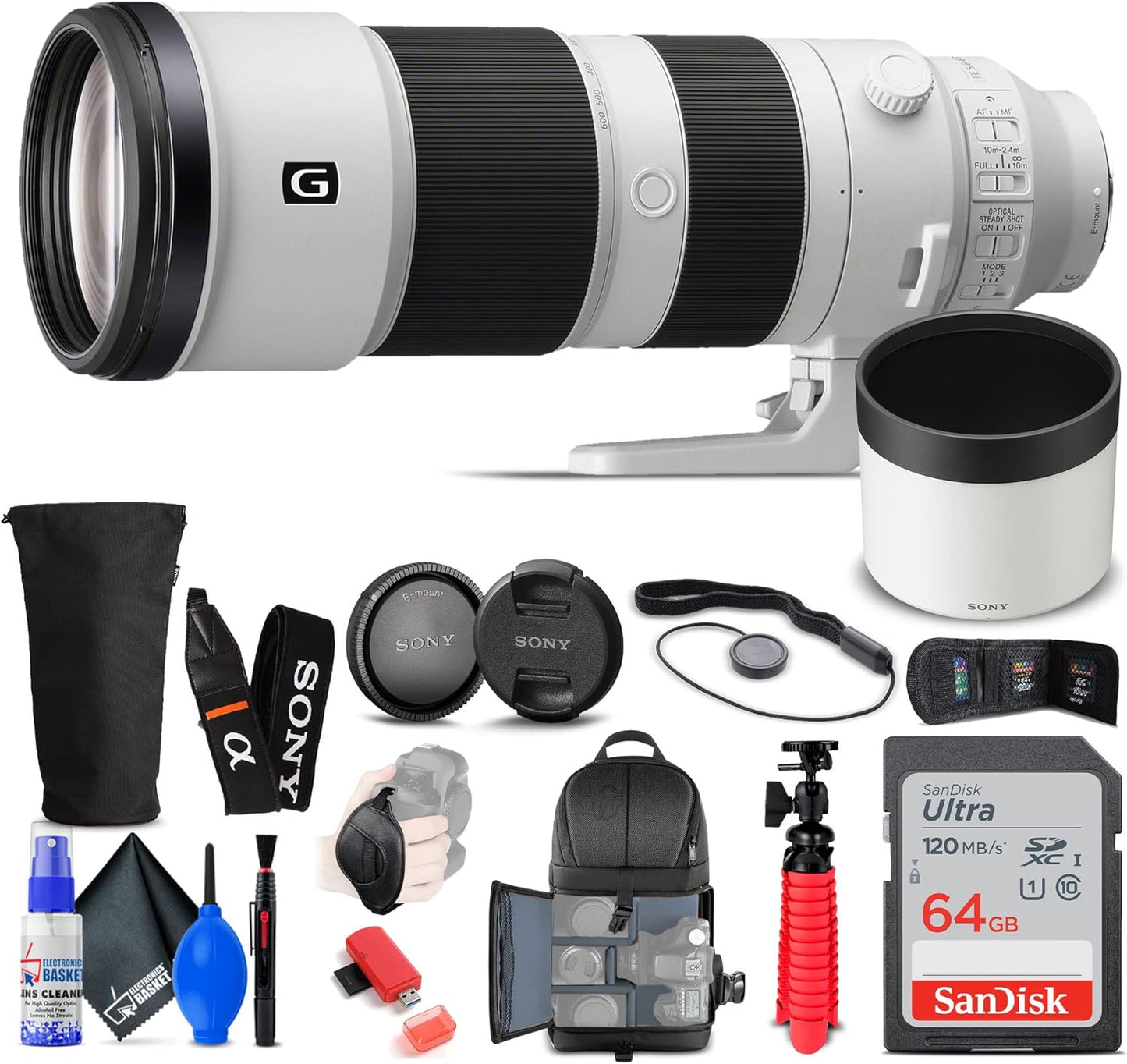 Sony 200-600mm G OSS Lens Bundle: Backpack, 64GB Card, Tripod + More