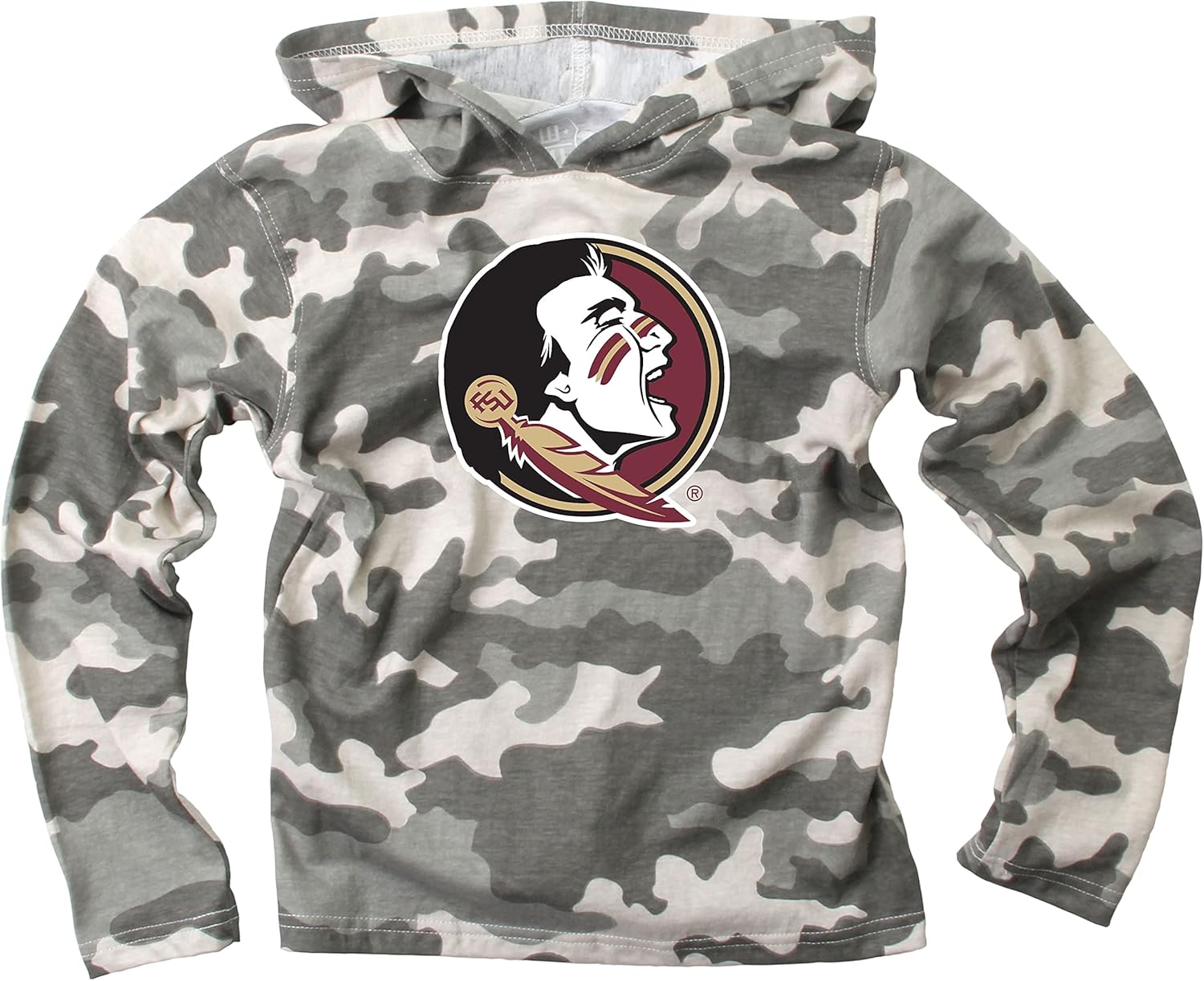 Wes and Willy Kids College Team Camo Long Sleeve Hooded T-Shirt