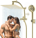 10in x9in Polished Brass Rain Shower Head Combo - High Pressure