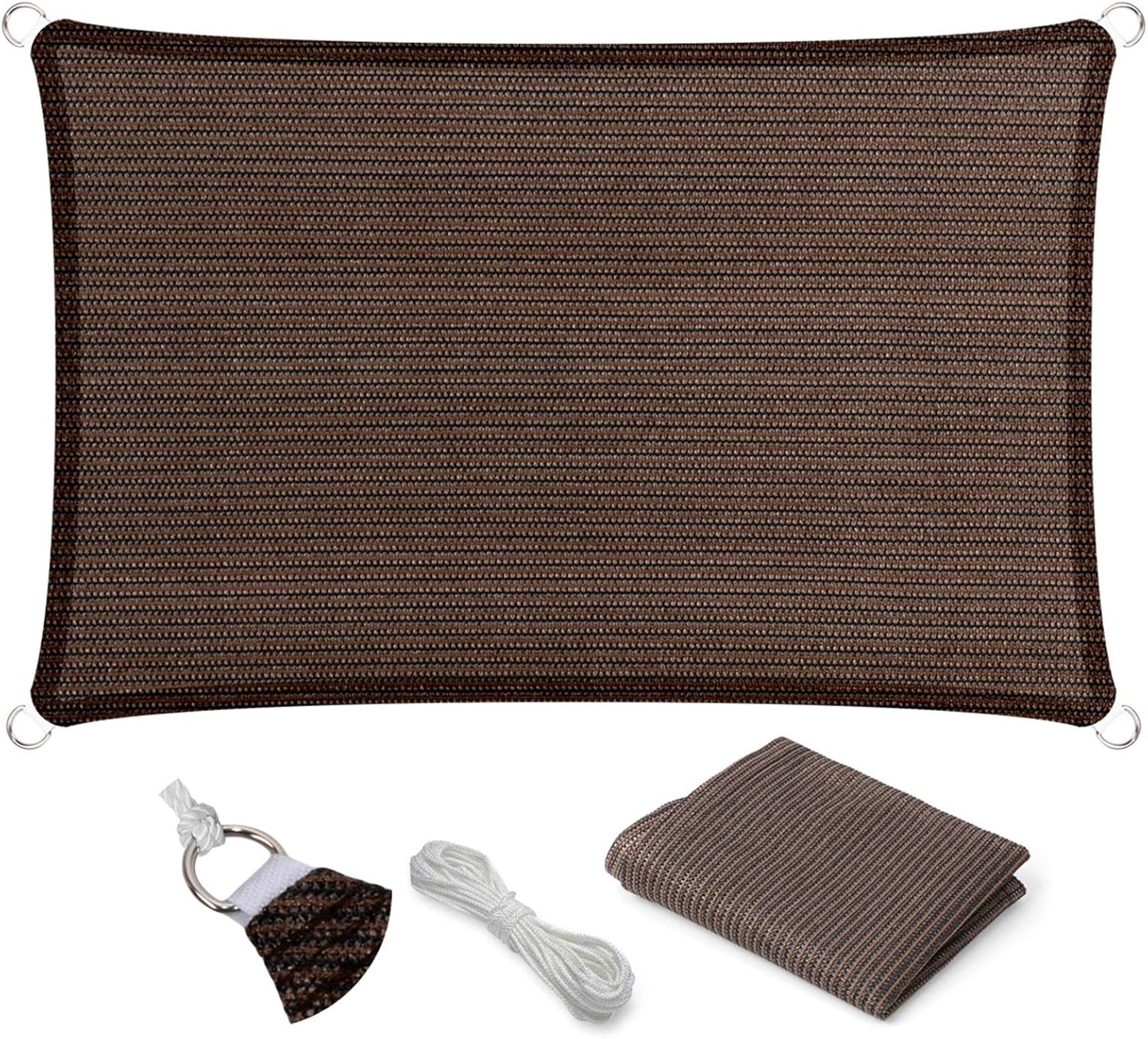 Eden's Decor Rectangular Sun Shade Sail 10ft x 18ft Brown Canopy