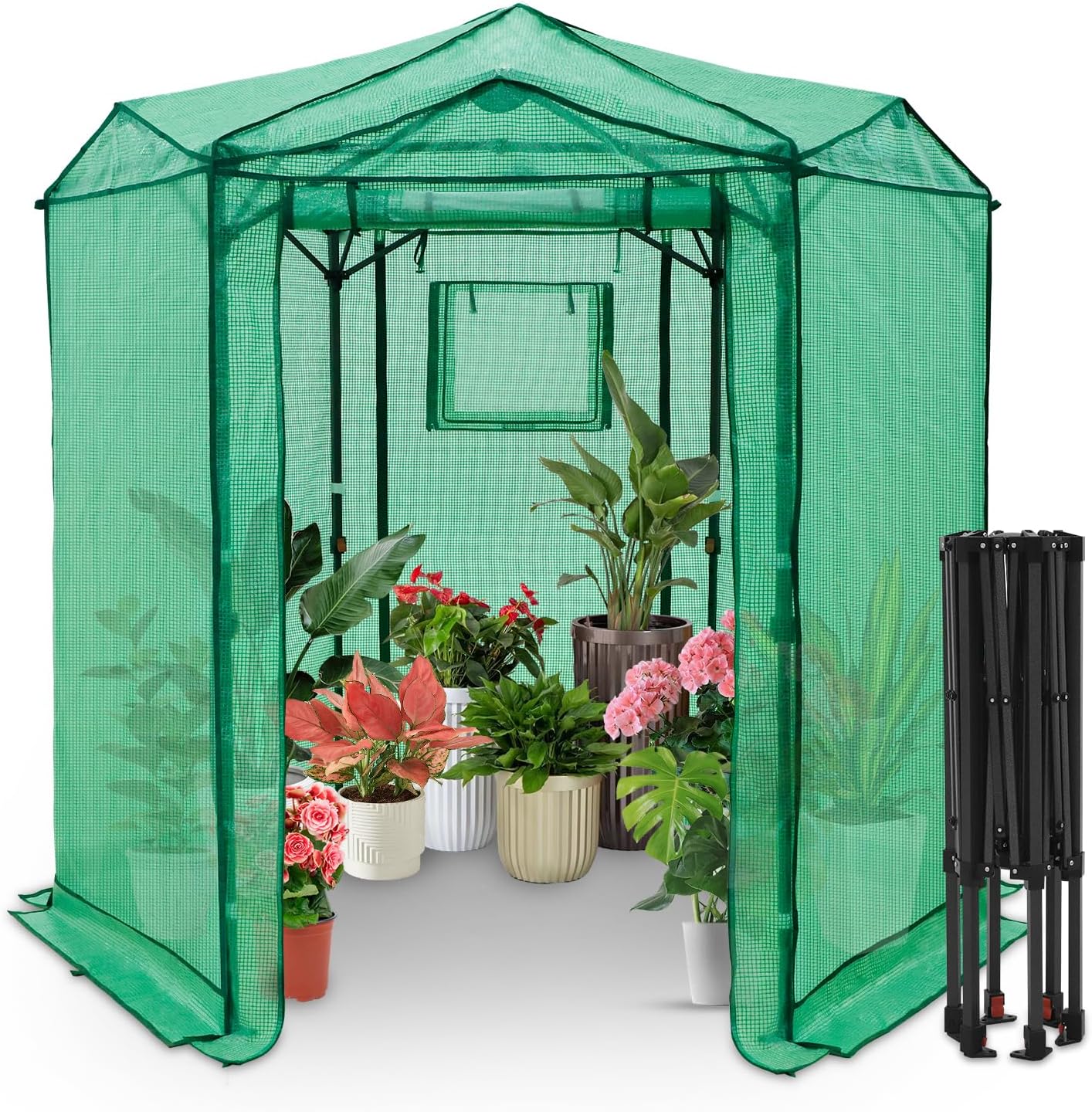 EAGLE PEAK 6.6x6.6 ft Hexagon Pop Up Greenhouse for All Seasons