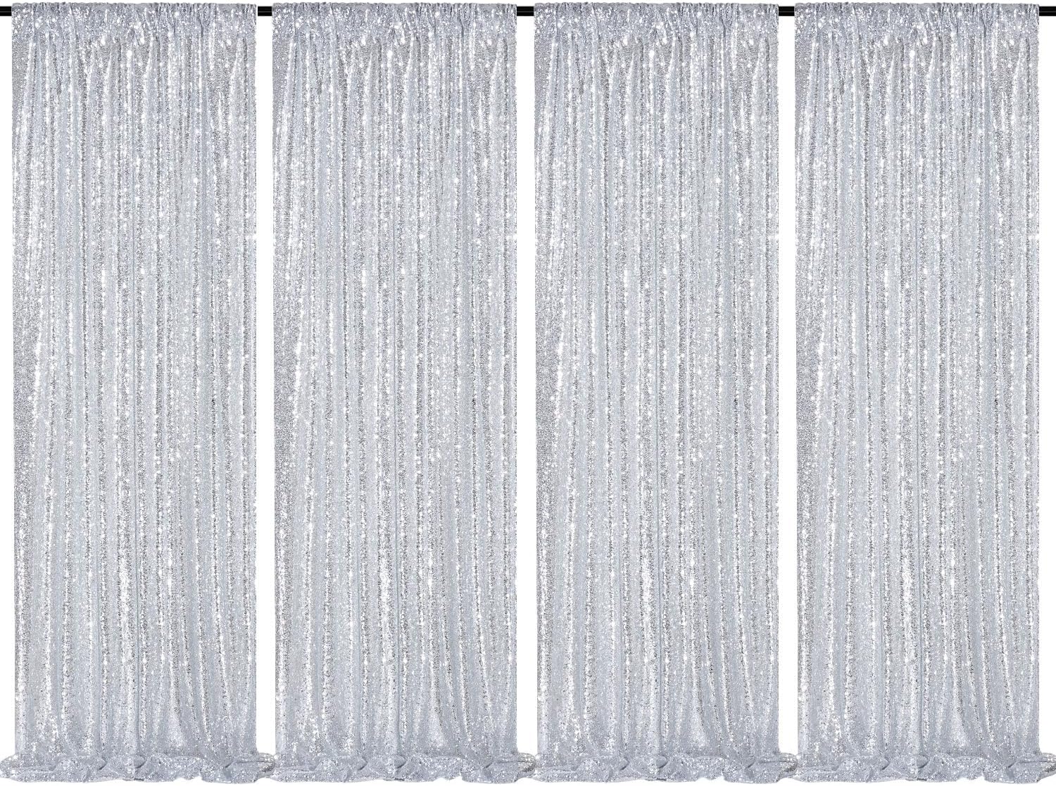 2FTx8FT Silver Glitter Sequin Curtain for Stunning Events