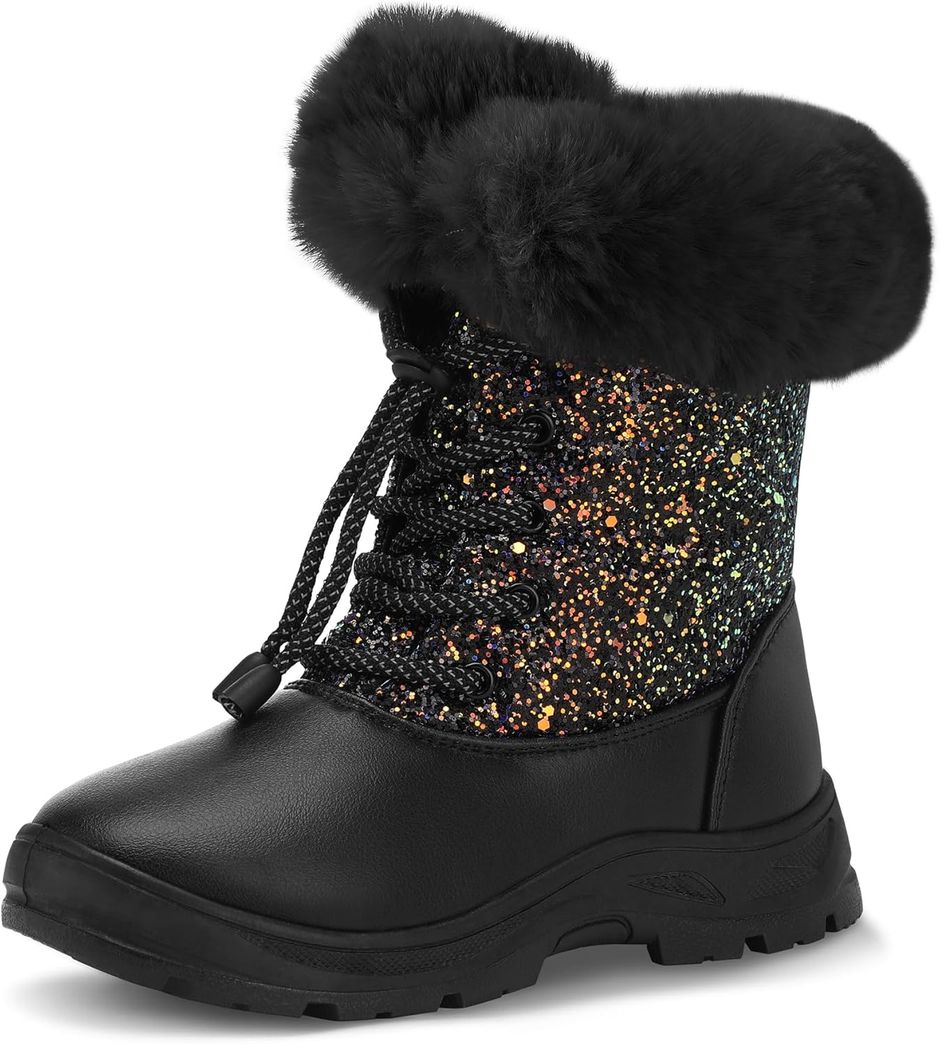 K KomForme Girls Glitter Snow Boots for Warm Winter Fun